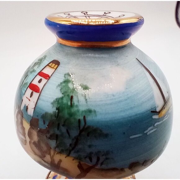 Vintage Limoges Trinket Box Table Lamp Sailboat Porcelain 90s France Signed Flaw - Picture 6 of 16